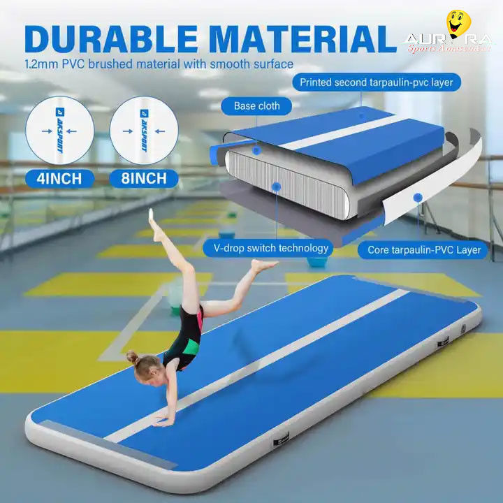 Γυμναστήριο Tumbling Gymastics Air Track Mat 3m εξωτερική πόρτα φουσκωτό άλμα Mat μπλε